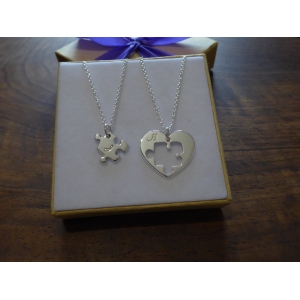 Best Friend Puzzle and Heart Necklace with Initials