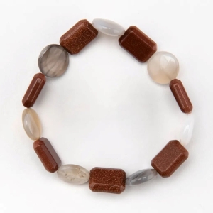 Brown Goldstone and Agate Bracelet
