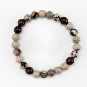 Men's Red Tigers Eye and Jasper Bracelet