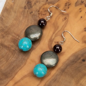 Pyrite and Turquoise Earrings