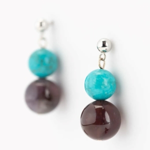 Sinkiang Turquoise and Amethyst Earrings