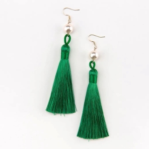 TASSEL Green Swarovski Pearl Earrings