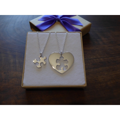 Best Friend Puzzle and Heart Necklace