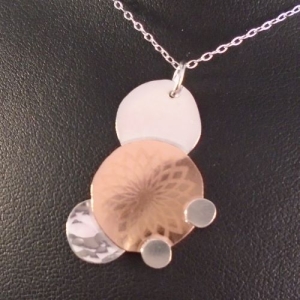 Sterling Silver and Copper Engraved Circles Necklace