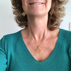 Devotion 18ct Yellow Gold Vermeil Woven Square Pendant Necklace