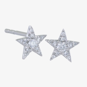 14K White Gold and Diamond Star Earrings