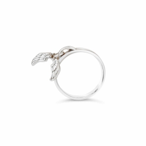 Silver Angel Wings Drop Ring