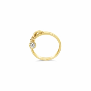 Diamond Drop Ring - 9K Yellow Gold Ring with 3mm Diamond Charm