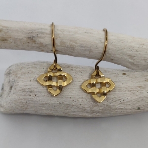 Cross Celtic Knot Earrings - 14K Yellow Gold