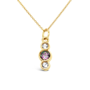 Glacadh Necklace - 9K Yellow Gold with White Topaz and Mystic Topaz