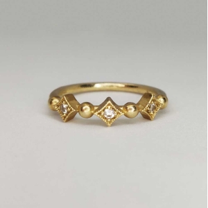 Gold Milgrain Ring With White Sapphires