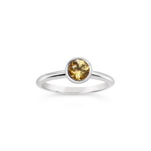 Large Solitaire Stacking Ring - Argentium Silver With Honey Topaz