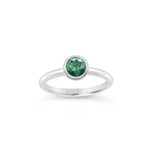 Large Solitaire Stacking Ring - Argentium Silver With Green Topaz