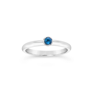Silver Small Solitaire Ring - Argentium Silver Blue Topaz