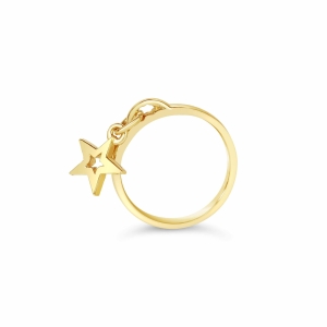 Star Drop Ring - 9K Yellow Gold Ring With Star Charm