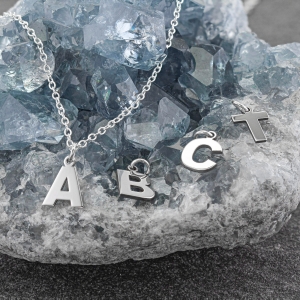 Sterling Silver initial letter pendant necklace