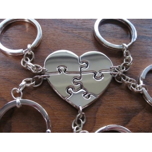 Five Person Keychain, Silver Puzzle Keyrings