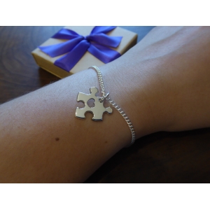 Handmade Puzzle Charm Bracelet with Heart