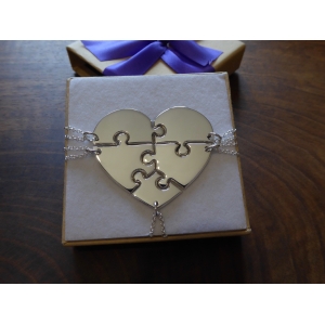Silver Five Piece Heart Necklace