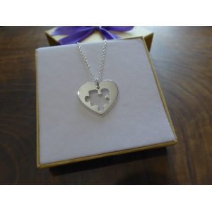 Silver Heart with Puzzle Necklace