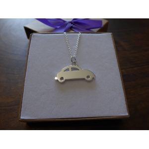 VW Beetle Silver Charm Necklace