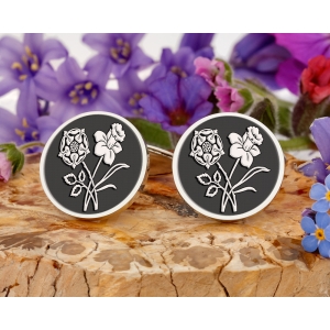 English Rose Welsh Daffodil Cufflinks Handmade in the UK Sterling Silver