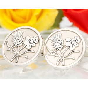 Scottish Thistle Welsh Daffodil Cufflinks Handmade in the UK Sterling Silver
