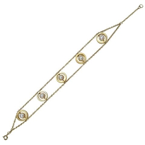 Circles & Pearls Double Chain Bracelet