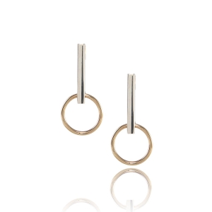 Silver and Gold Reverse Bar Earrings