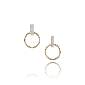 Silver and Gold Reverse Bar Earrings (Mini)
