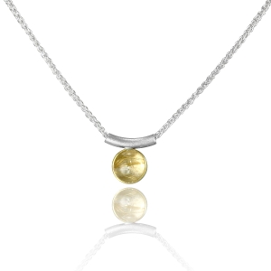 Rutilated Quartz Necklace Set in 18ct Gold & Silver
