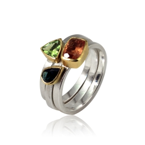 Tourmaline Ring Set in Silver & 18ct Gold