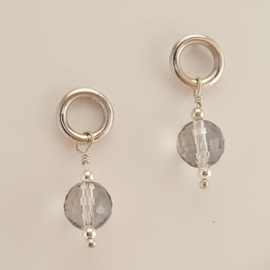 Circular silver studs with beads