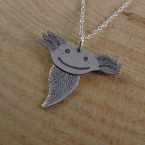 Sterling Silver Two Piece Axolotl Necklace