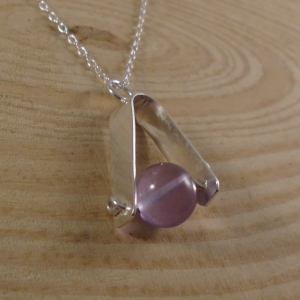 Sterling Silver and Amethyst Bead Rivet Necklace