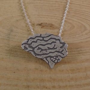 Sterling Silver Anatomical Brain Necklace