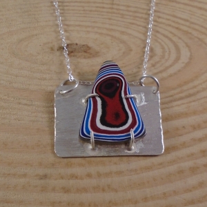 Sterling Silver and Fordite Carborundum Necklace