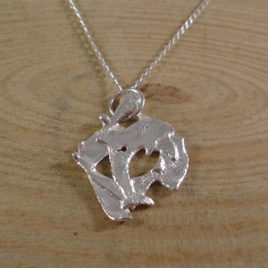 Sterling Silver Gun Shot Dolphin Reticulated Necklace