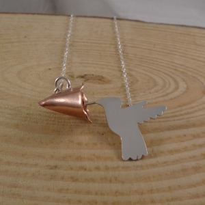 Sterling Silver and Copper Hummingbird Necklace