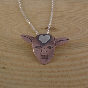 Copper and Sterling Silver Jersey Cow Necklace