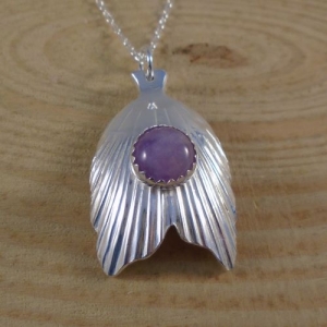 Upcycled Sterling Silver Mermaid Spoon Necklace with Lavender Amethyst