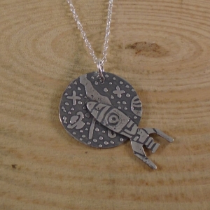 Sterling Silver Space Rocket Necklace