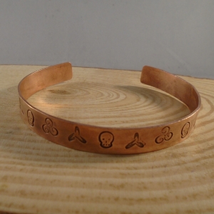 Copper Skull and Swirl Stamped Bangle