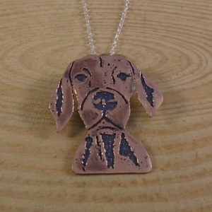Copper and Sterling Silver Vizsla Dog Necklace