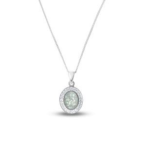 Halo Cubic Zirconia (CZ) Oval Ashes Necklace
