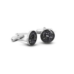 Mens Round Sterling Silver Memorial Ashes Cufflinks