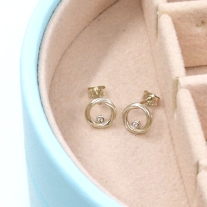 9ct White Gold & Diamonds Twist Continuum Tiny Earrings