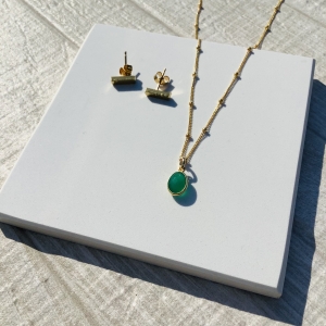 Green Onyx Satellite Chain Necklace