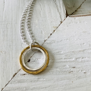 Handmade Silver and Gold Halo Necklace