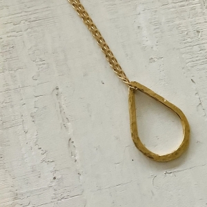 Handmade Small Gold Teardrop Necklace